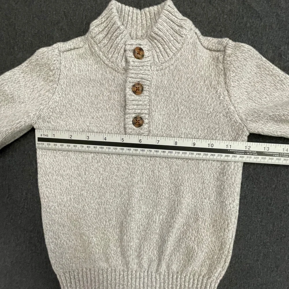 Carters Toddler Boys Oatmeal Heather Mock Neck Button Cotton Sweater 3T 2N994610